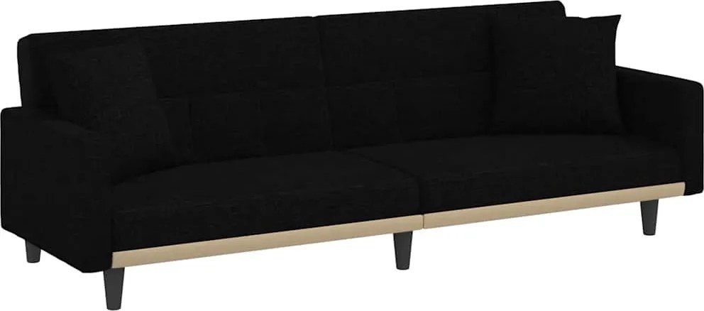 vidaXL Canapea extensibilă cu perne, negru, material textil
