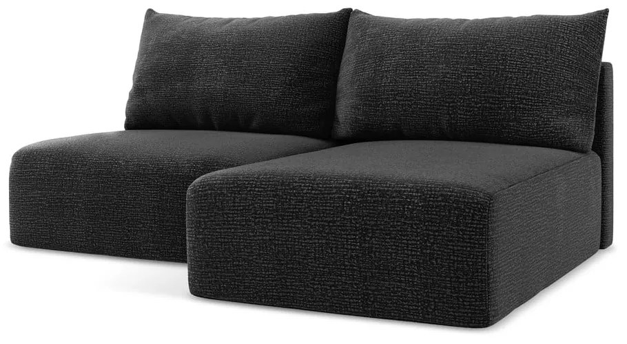 Colțar negru extensibil/cu spațiu de depozitare (cu colț pe partea dreaptă) Kalena – Makamii