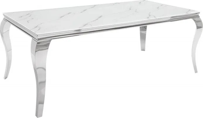 Masa dining eleganta Modern Barock 180cm, argintiu/ aspect de marmura