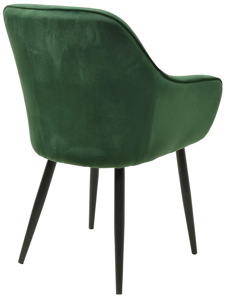 Scaun dining, cadru metalic negru, tapiterie catifea, Verde