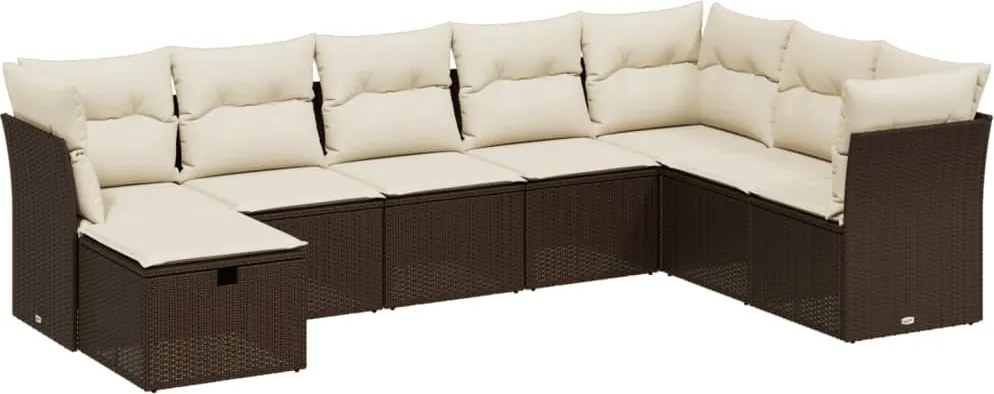 vidaXL Set canapele de grădină cu perne, 8 piese, maro, poliratan