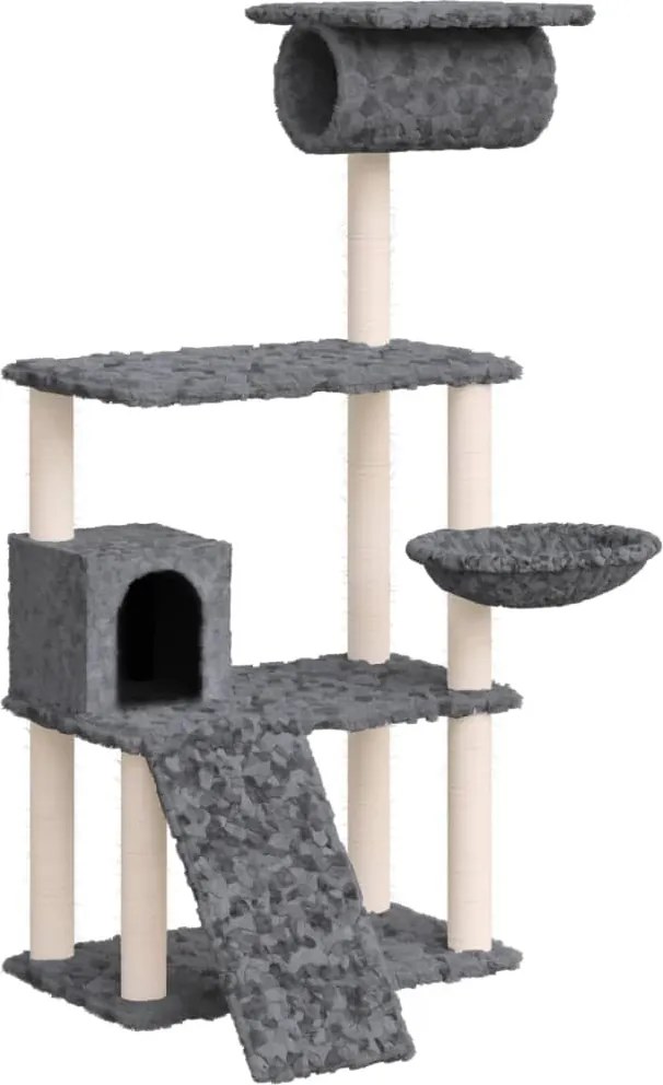 vidaXL Ansamblu de pisici, stâlpi din funie sisal, gri închis, 131 cm