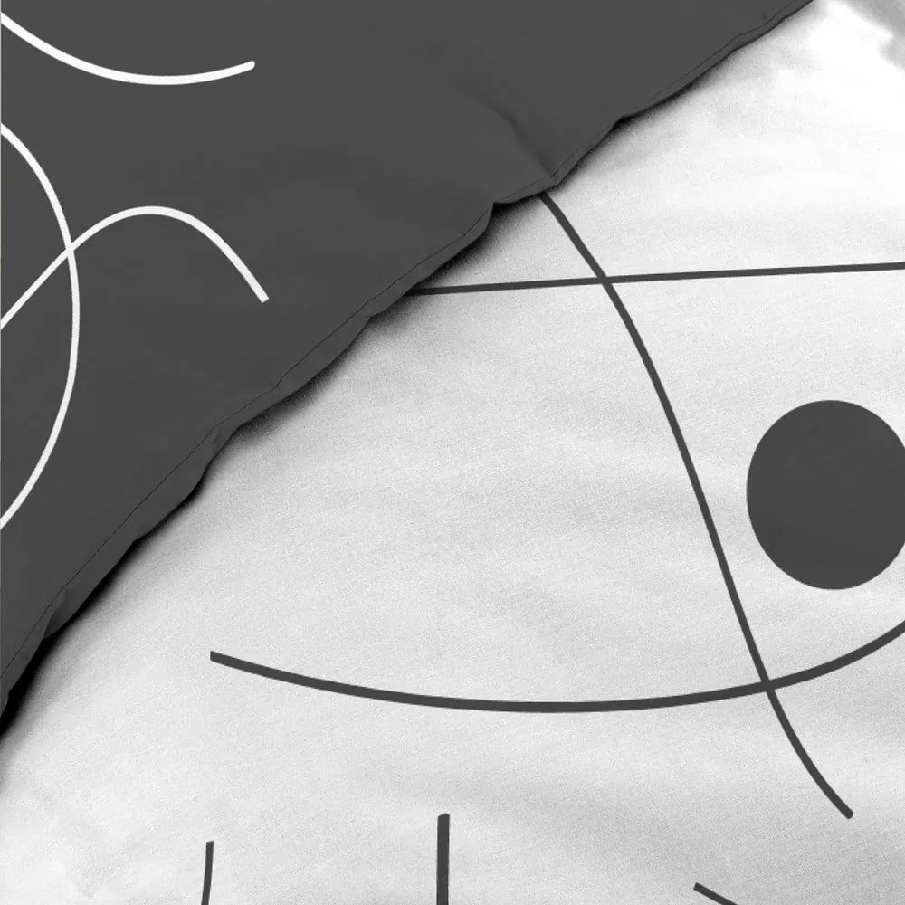 Lenjerie de pat albă-gri închis din microfibră pentru pat de o persoană 140x200 cm Sonate – douceur d'intérieur