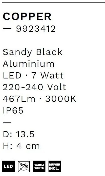 Aplica LED ambientala iluminat exterior IP65 COPPER D-13,5cm