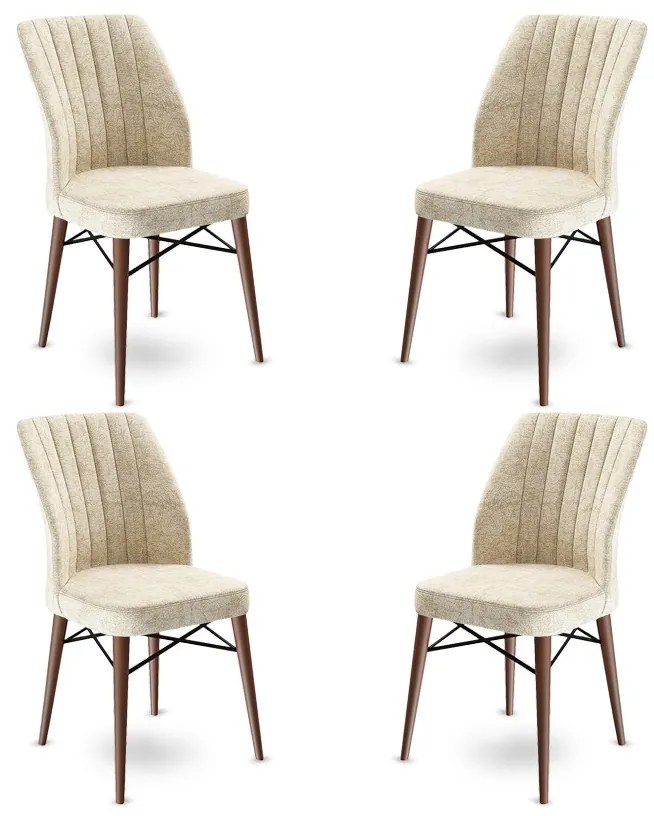 Set 4 scaune haaus Flex, Crem/Maro, textil, picioare metalice