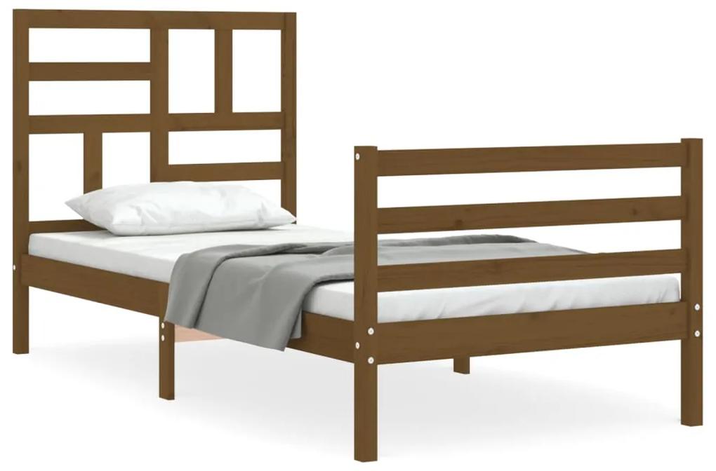 3194884 vidaXL Cadru de pat cu tăblie, maro miere, 90x200 cm, lemn masiv