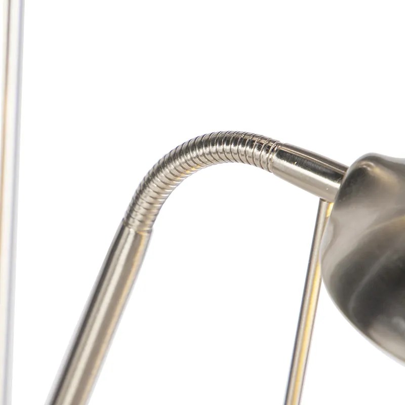 Lampă de podea din oțel cu lampă de citit incluzând LED și dimmer - Diva 2