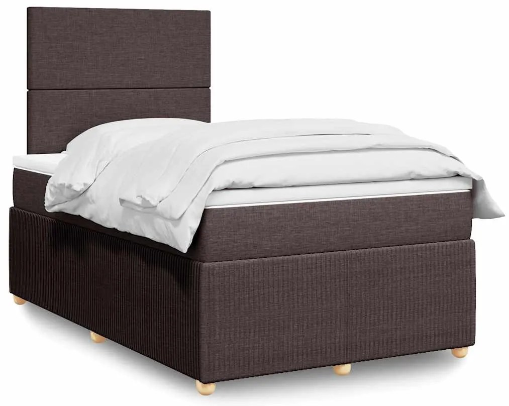 vidaXL Pat box spring cu saltea, maro închis, 120x190 cm, textil