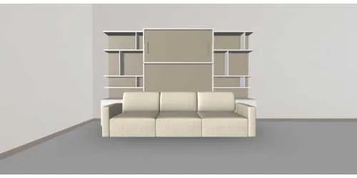 Set pat rabatabil dublu cu 2 biblioteci de 100 cm si canapea de 3 locuri - ROYAL BOOKCASES&TRIPLE SOFA SET (150X200)