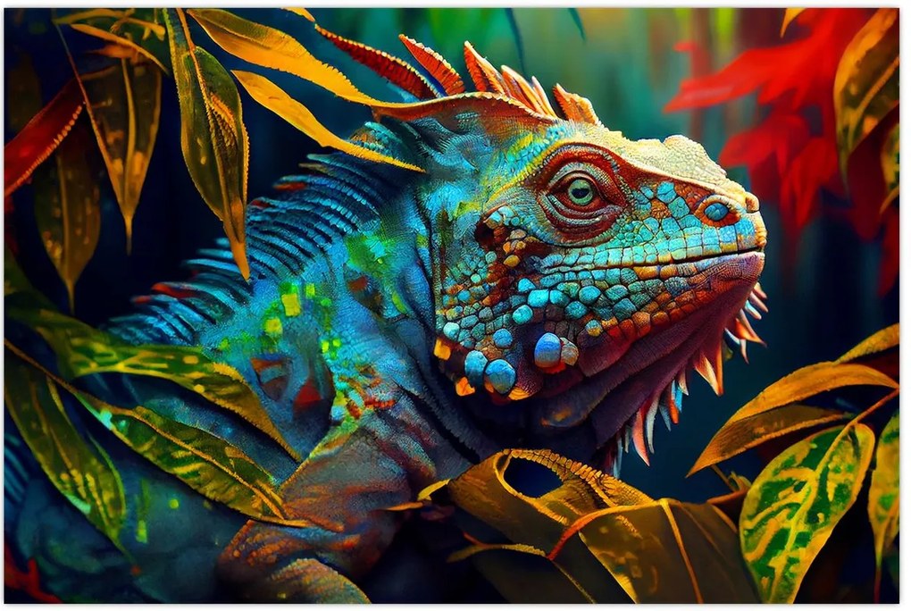 Tablou - Iguana colorată (90x60 cm)