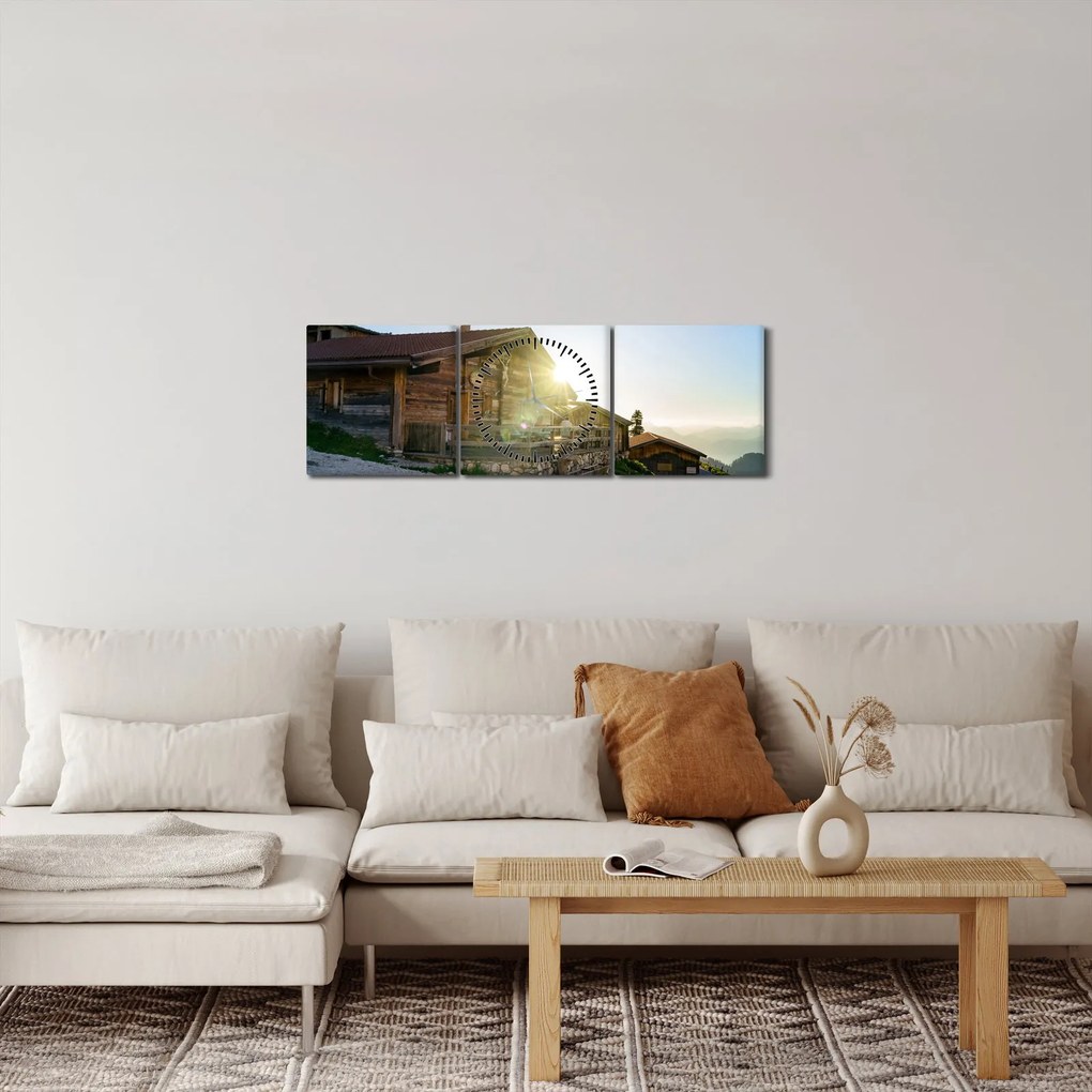 Tablou - Dimineața în Alpi Tirol (cu ceas) (90x30 cm)