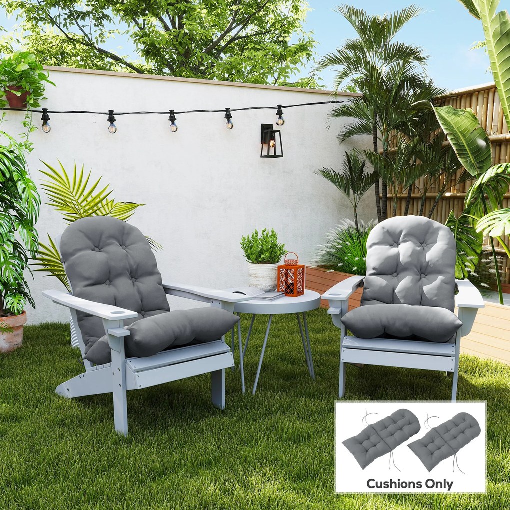 Outsunny Set de 2 perne pentru scaun Adirondack cu prinderi sigure, design capitonat moale și gros, gri | Aosom Romania