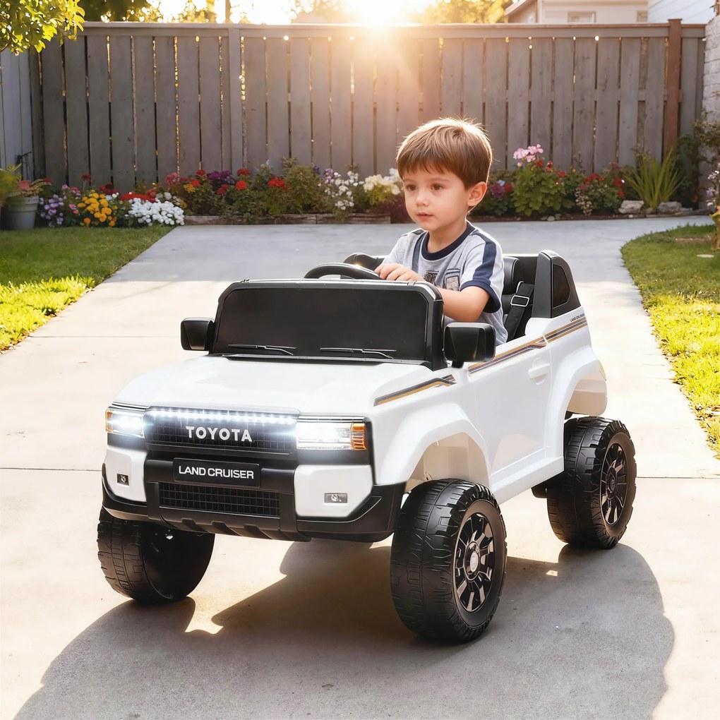AIYAPLAY Mașină Electrică pentru Copii TOYOTA Land Cruiser 12V cu Telecomandă, Vârsta 3-6 Ani, Alb | Aosom Romania