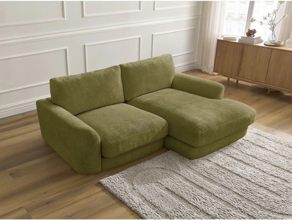 Colțar kaki cu tapițerie din chenille (cu colț pe partea dreaptă/cu șezlong) Leonore – Bobochic Paris