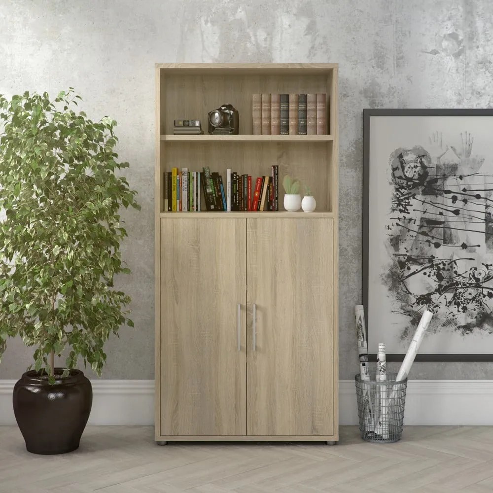Bibliotecă modulară cu aspect de lemn de stejar 89x189 cm Prima – Tvilum