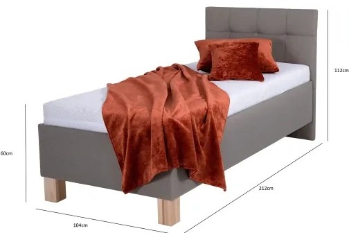 Pat tapițat cu saltea și spațiu de depozitare MARIA ONE 90 x 200 cm, nuanță taupe