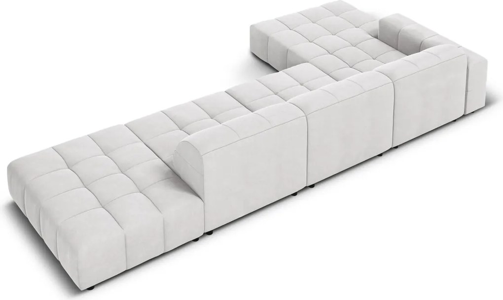 Coltar stanga 5 locuri, Jennifer-51, Micadoni Home, 341x166x70 cm, catifea, argintiu