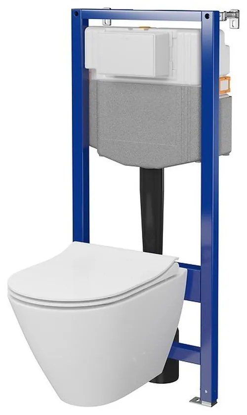 Set vas wc suspendat City Oval CleanOn cu capac soft close si rezervor incastrat C14 Aqua 50