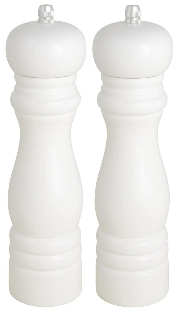 Set 2 rasnite din lemn albe pentru sare si piper WHITE