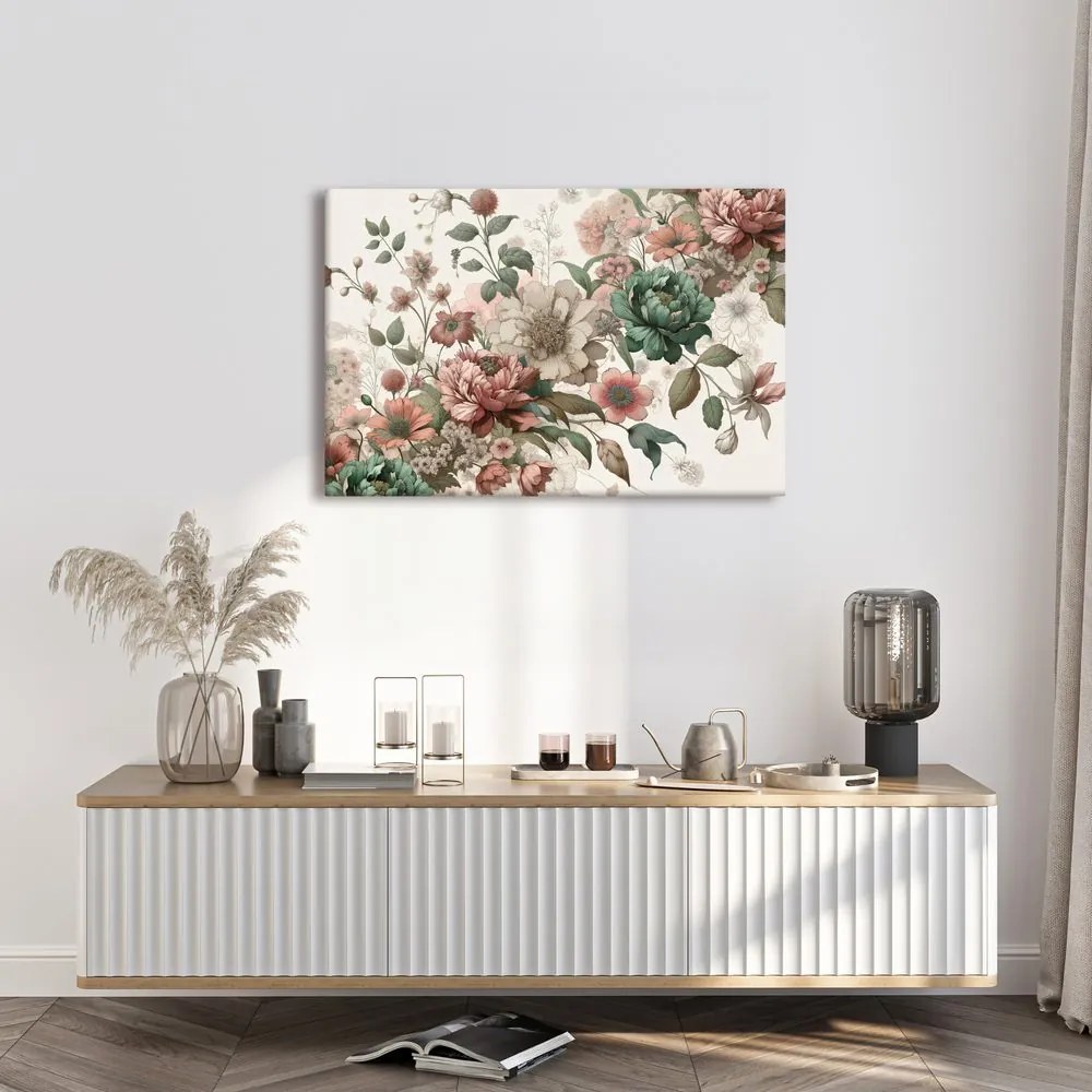 Tablou flori delicate în tonuri pastelate