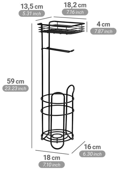 WENKO 71451800 - Suport pentru hârtie igienică, 16 x 59 cm, negru
