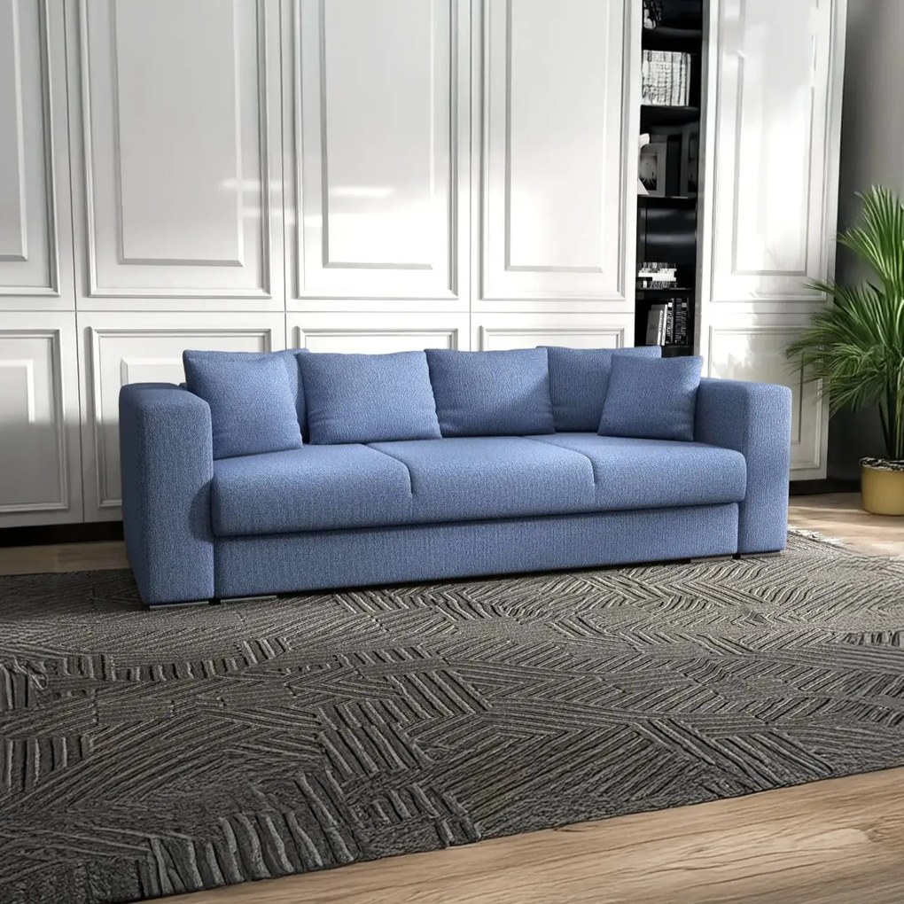 Canapea extensibilă dumonde cu ladă de depozitare si sezut confortabil din spuma high-density, Gloria Enjoy Blue 240x100 cm