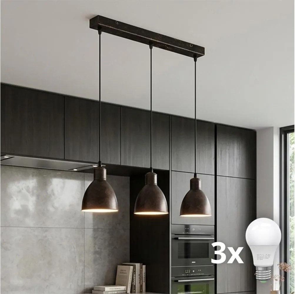 Brilagi - Lustru LED suspendat pe cablu RIDDY 3xE27/60W/230V cupru/patină
