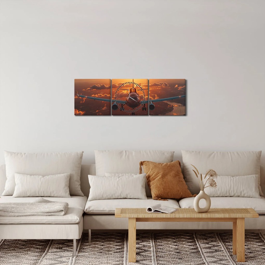 Tablou - Avion de transport (cu ceas) (90x30 cm)
