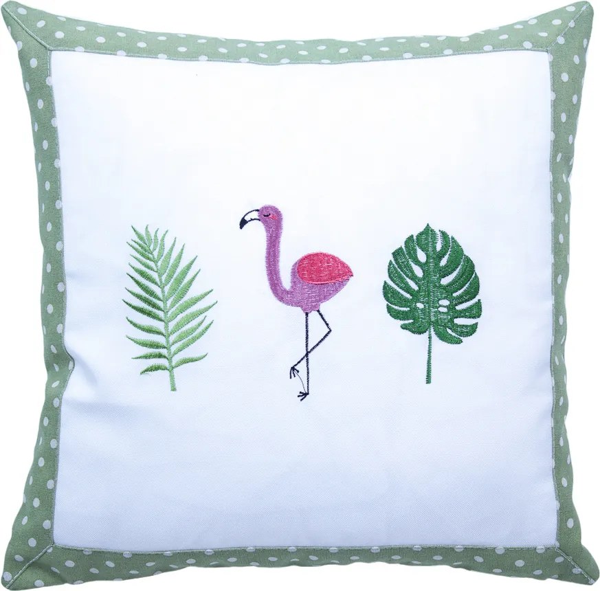 Faţă de pernă Flamingo, verde, 40 x 40 cm