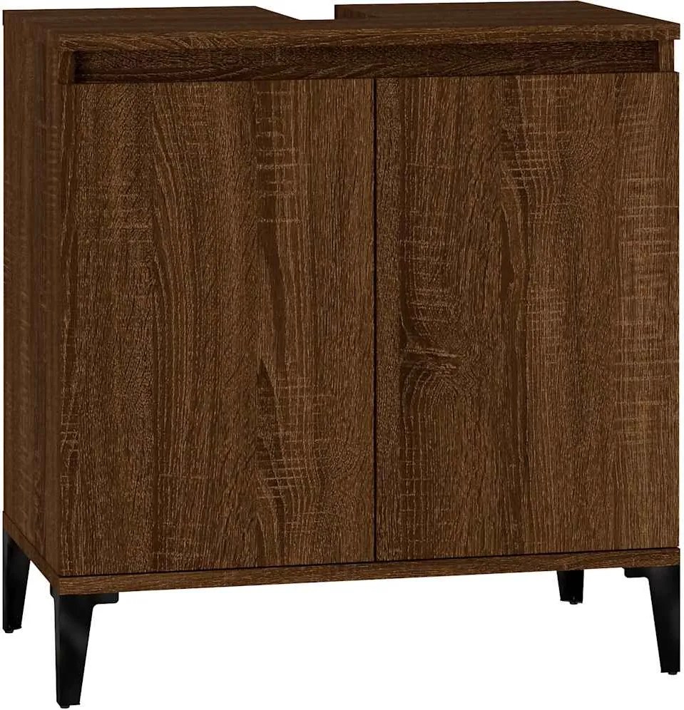 vidaXL Dulap de chiuvetă, stejar maro, 58x33x60 cm, lemn prelucrat