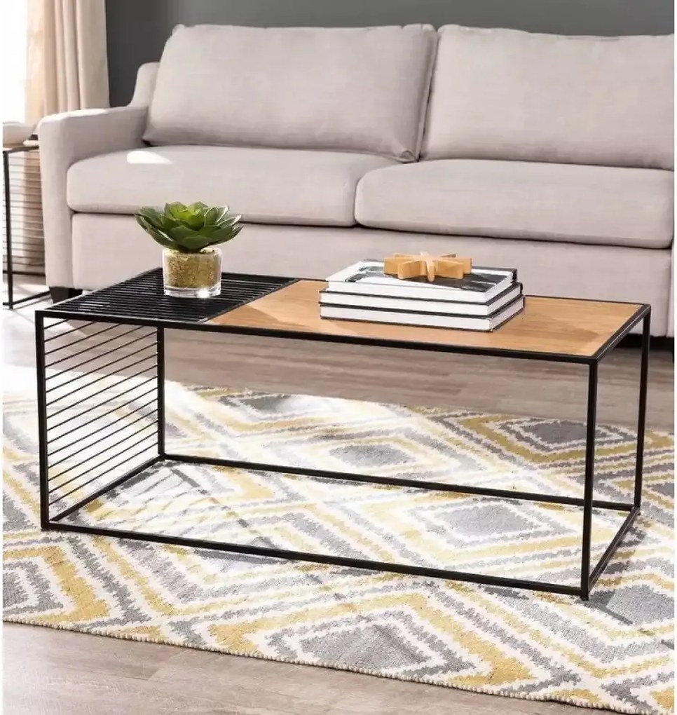 Masa de cafea Deco Homs,seria D-710,100 x 40 x 55cm, nuc/negru