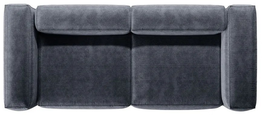 Canapea albastru prăfuit cu tapițerie din catifea reiată 264 cm Bergamo – Cosmopolitan Design