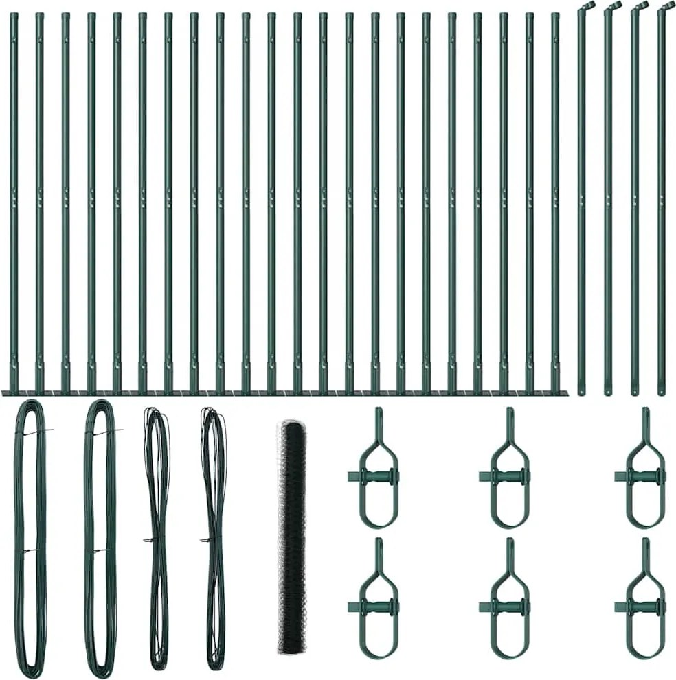 vidaXL Stâlp de gard. Verde 50 x 1,4 m (plasă de 50 mm) Oțel și PVC