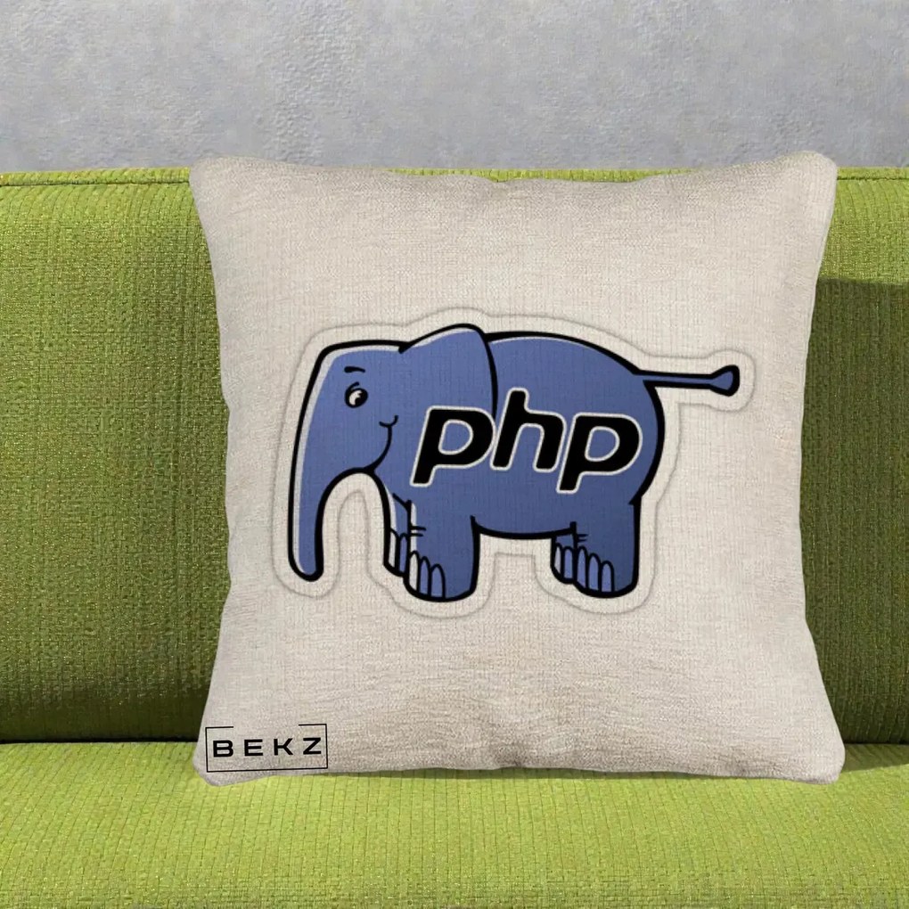 Perna Personalizata PHP Elephant, 40x40 cm, Bej Canapea, Husa Detasabila, Perna Inclusa, BEKZ®