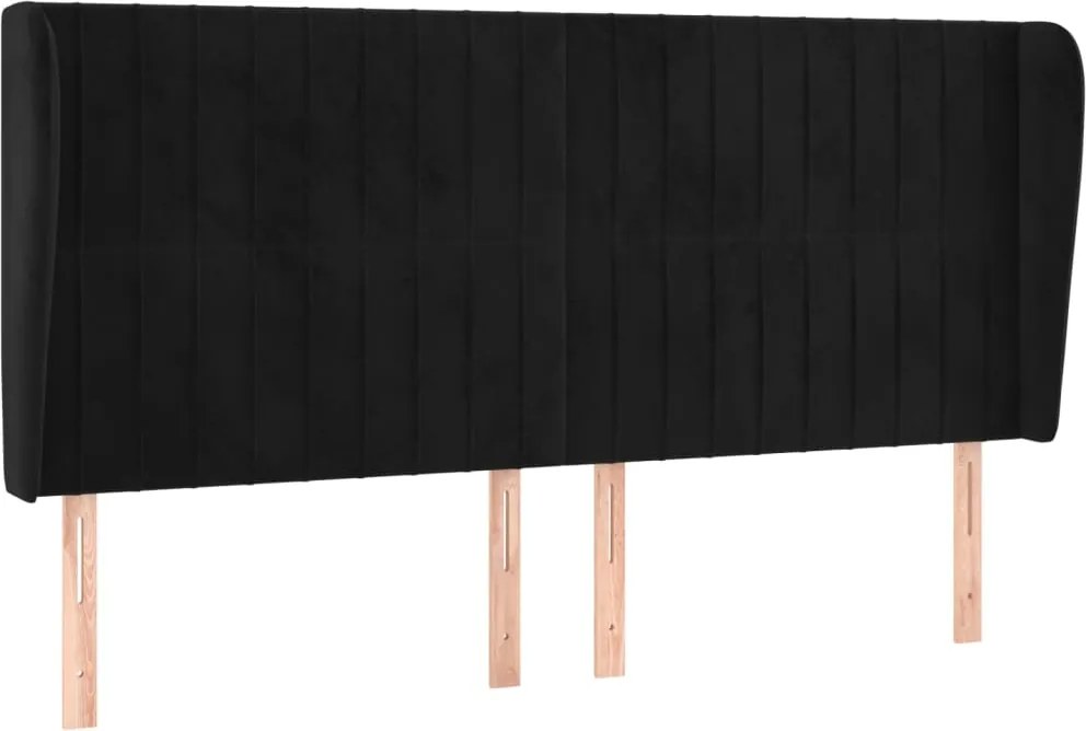 vidaXL Tăblie de pat cu aripioare, negru, 183x23x118/128 cm, catifea