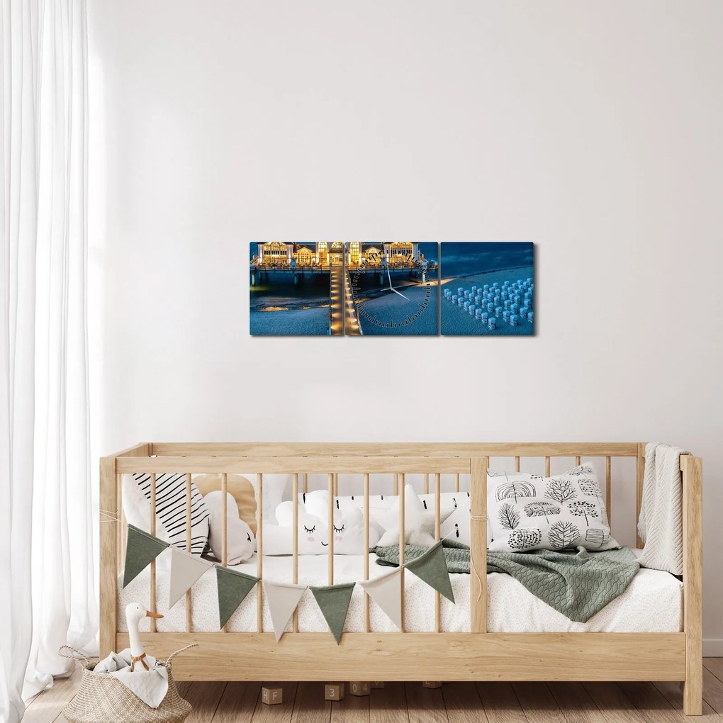 Tablou - hotel pe plajă (cu ceas) (90x30 cm)
