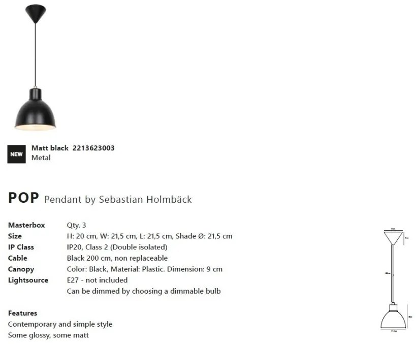 Pendul design modern POP negru