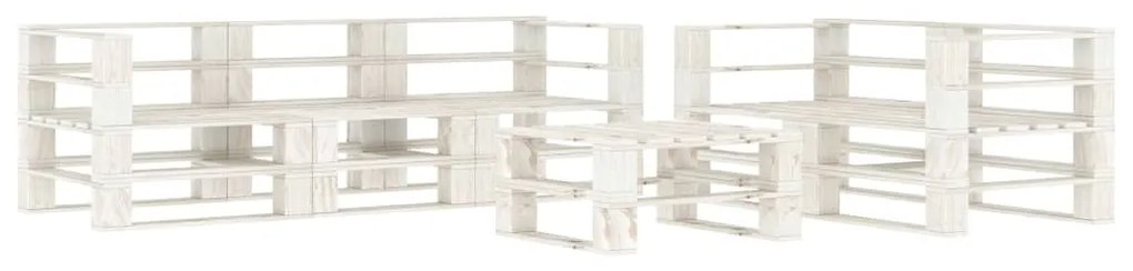 3052181 vidaXL Set mobilier de grădină din paleți, 6 piese, alb, lemn