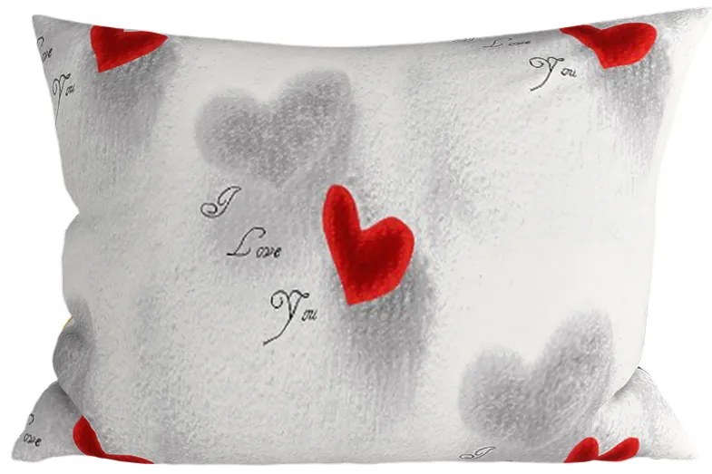 Set 2 bucati huse decorative pentru perna din microfibra HEARTIZIA 50x70 cm, gri deschis