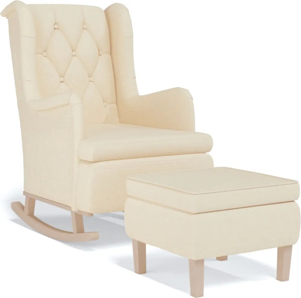 vidaXL Fotoliu balansoar cu taburet, crem, material textil