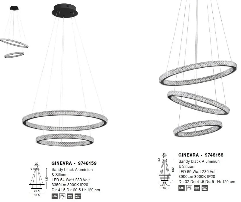 Lustra LED suspendata moderna design elegant GINEVRA 54W