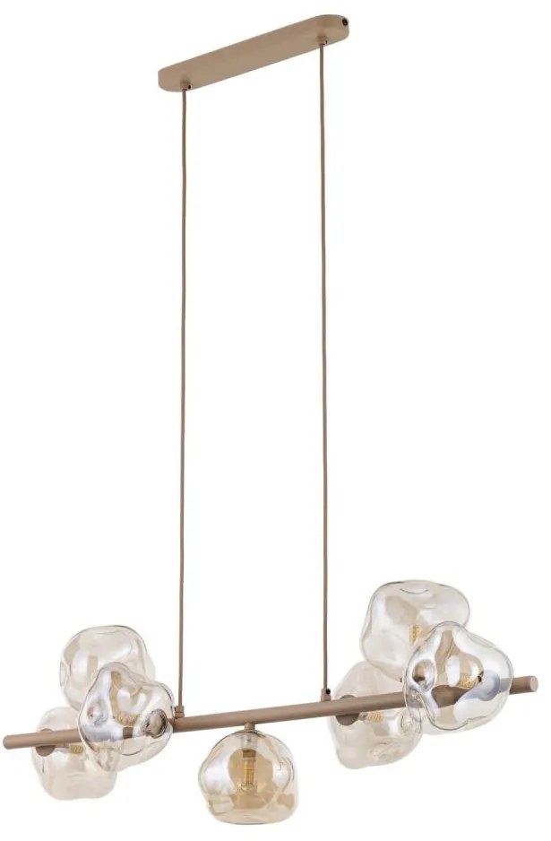 Lustră suspendată pe cablu LAVA 7xG9/8W/230V bej/bej fumuriu