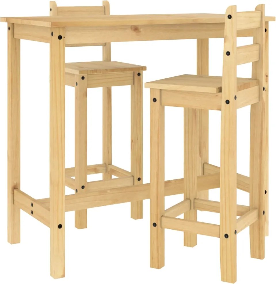 vidaXL Set mobilier de bar, 3 piese, lemn masiv de pin