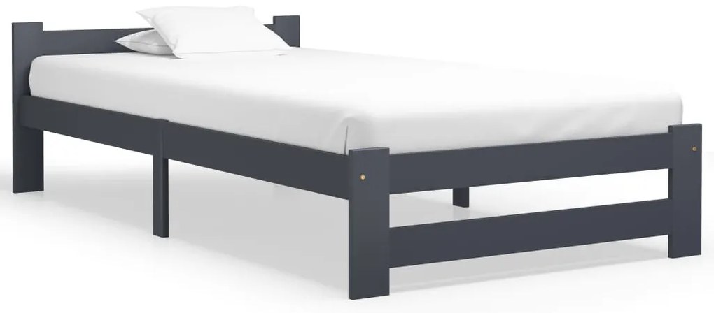 vidaXL Cadru de pat, gri închis, 100x200 cm, lemn masiv de pin