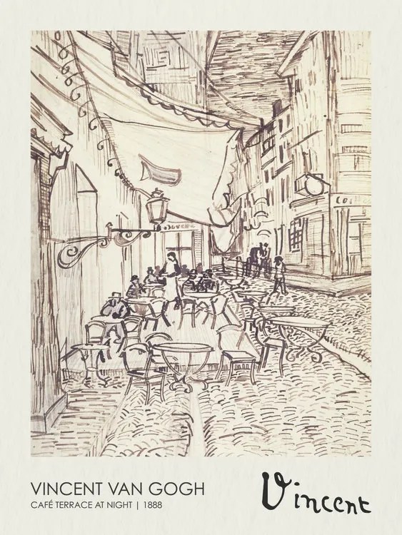 Reproducere Café Terrace at Night Sketch (1888)