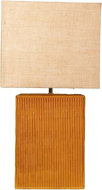 Lampă de masă din iută naturală cu structură din ceramică, bej și camel, finisaj natural, 70×36×18 cm, „Esthar"
