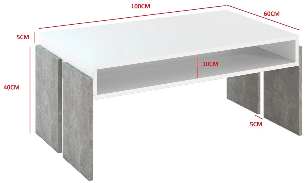 Masă de cafea Ramea (Stejar platinum grange + Negru). 1055236