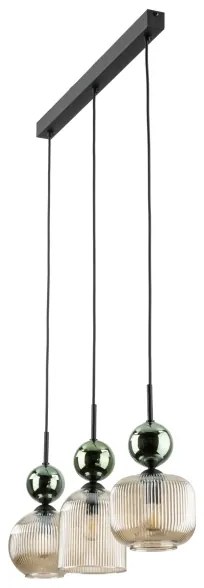 Corp de iluminat suspendat pe cablu SOPHIA 3xE14/10W/230V negru/verde/bej fumuriu