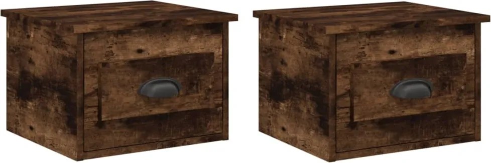 vidaXL Noptiere de perete, 2 buc., stejar fumuriu, 41,5x36x28 cm