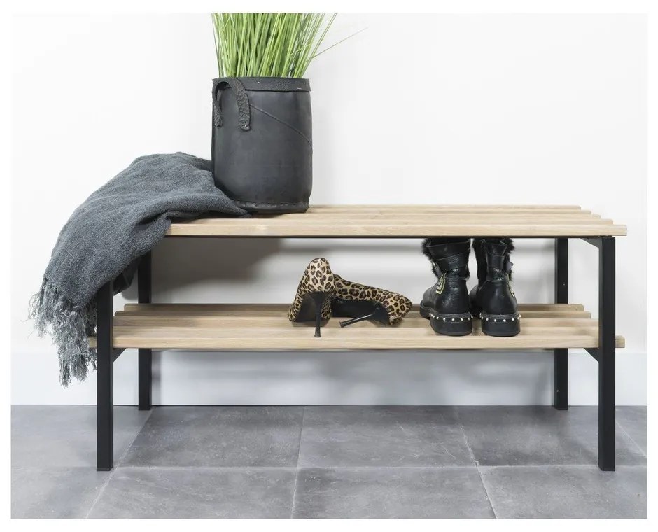 Pantofar negru/în culoare naturală din metal 100x45x34 cm Rizzoli – Spinder Design